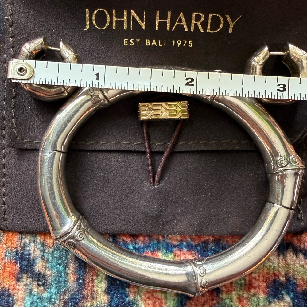 John Hardy 925 Silver Bamboo Bracelet and Earring Set - Picture 6 of 13